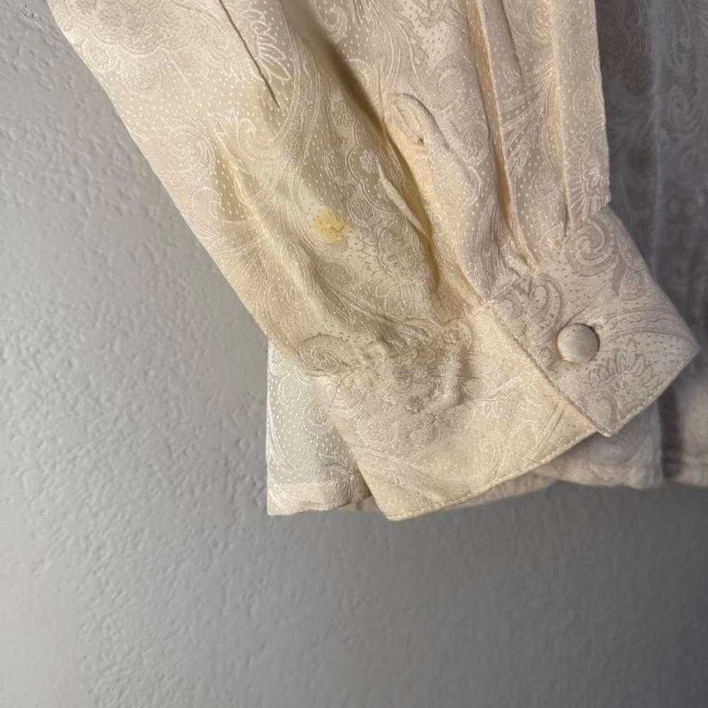 Vintage Signature Silks 100% Silk Jacquard Button Up Blouse Medium - Picture 5 of 5